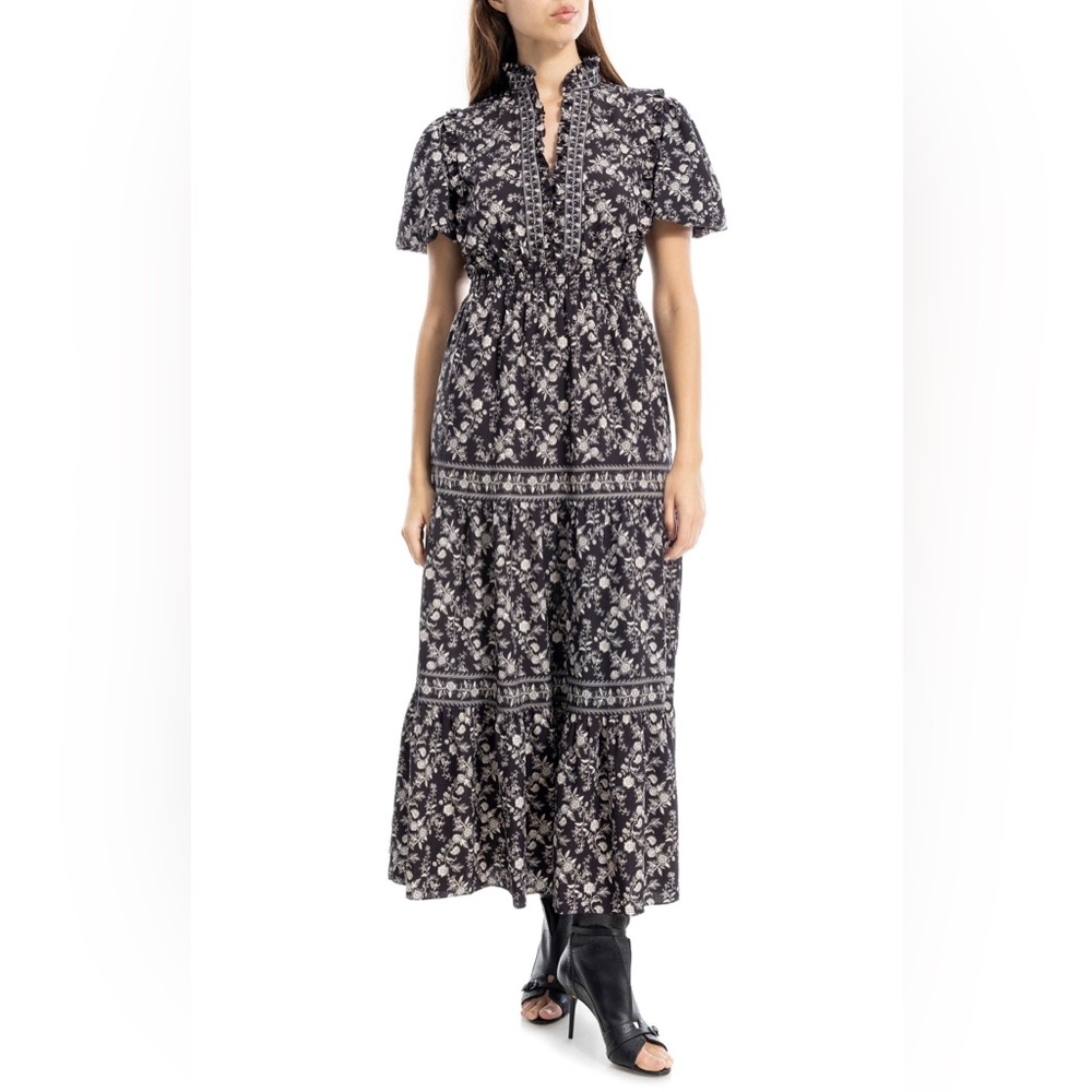 MAX STUDIO Ruffle Bubble Sleeve Tiered Maxi Dress
